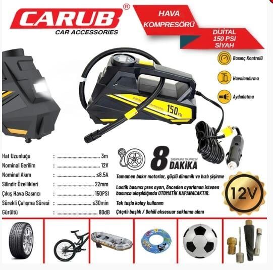 HAVA KOMPRASÖRÜ DİJİTAL 150 PSI SİYAH KOD:2491332