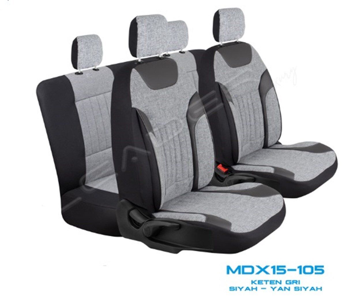 KOLTUK KILIFI KETEN EDİTİON FERMUARLI GRİ KOD:MDX15-105