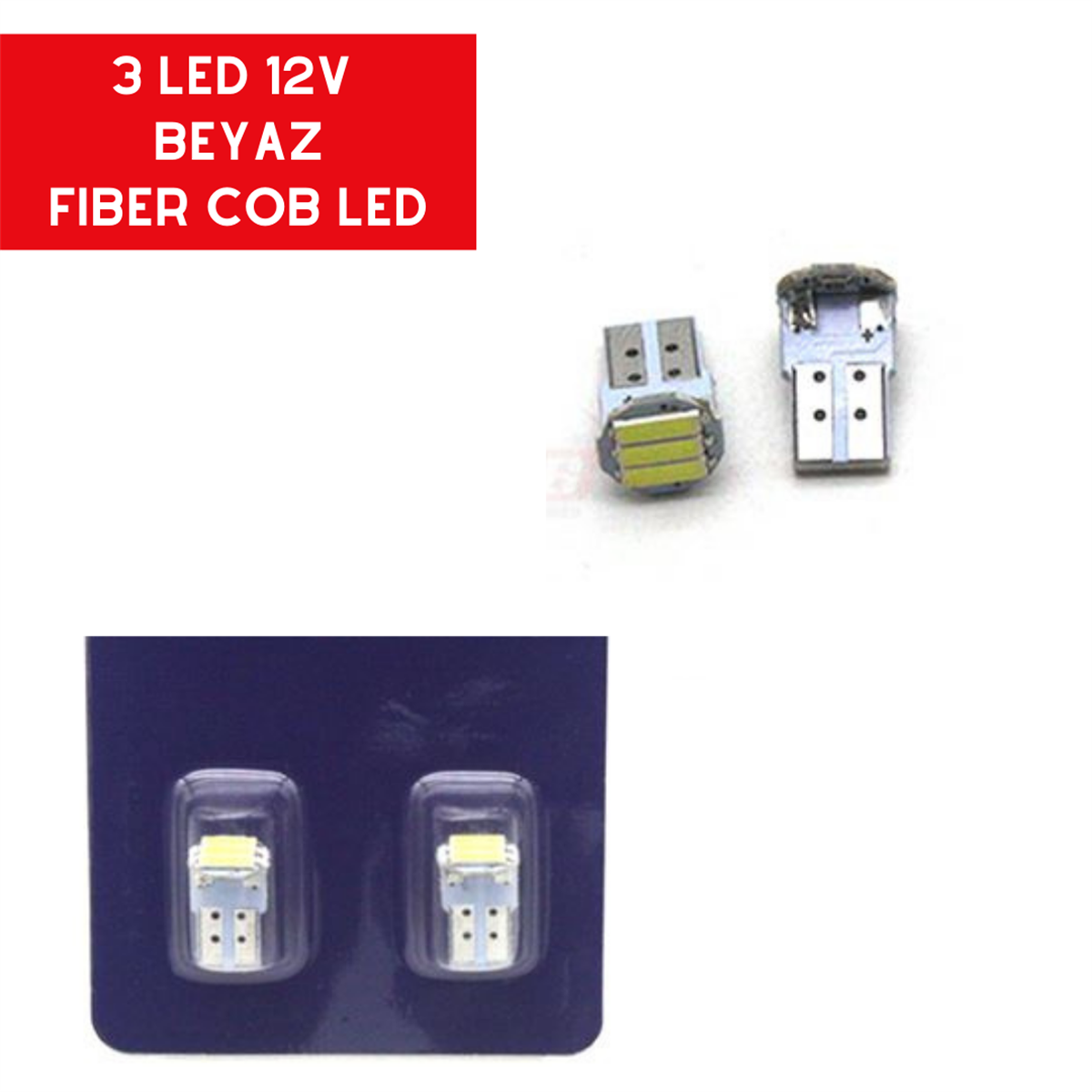 T10 AMPUL 12V 3 LED SMD BEYAZ TAKIM KOD:0400255