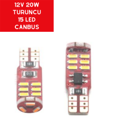 T10 AMPUL 12V 20W 15 LED SDM CANBUS FİBER TURUNCU TAKIM KOD:0405545