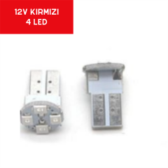 T10 AMPUL 12V 4 LED SMD FAR İÇİ KIRMIZI TAKIM KOD:0400206