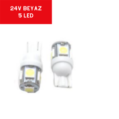 T10 AMPUL 24V 5 LED BEYAZ TAKIM KOD:0400239