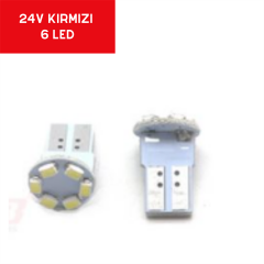 T10 AMPUL PARK LEDİ 24V 6 LED FİBER KIRMIZI TAKIM KOD:0400219