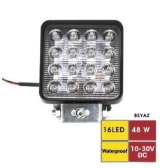 ÇALIŞMA LAMBASI 10-30V 48W 16 LED KARE (İNCE) KUTU KOD:3010577