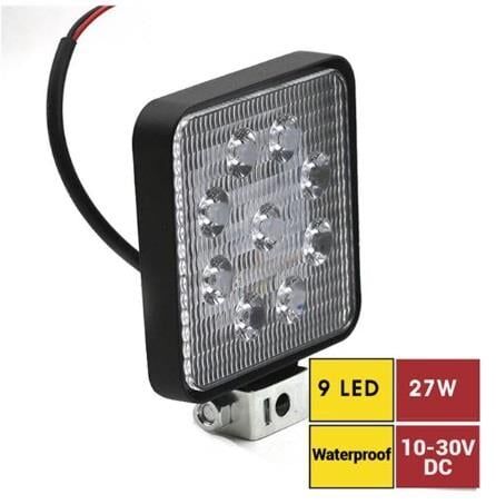 ÇALIŞMA LAMBASI 10-30W 9 LED KARE SİYAH KOD:3010507