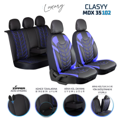 KOLTUK KILIFI KOMPLE DERİ CLASSY SİYAH MAVİ KOD:MDX35-102