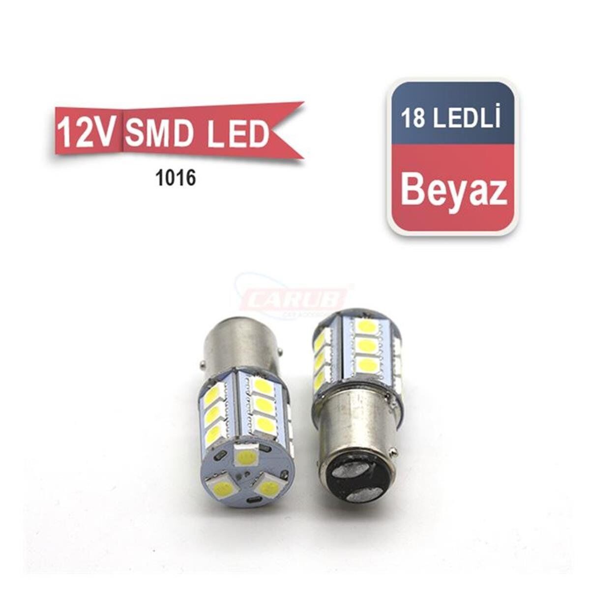 1016 AMPUL 12V 18 LED SDM BEYAZ KOD:0403030