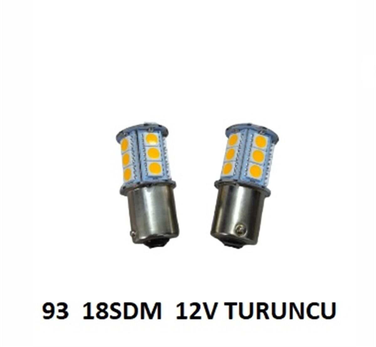 93 AMPUL 12V 18 LED SDM ÇAKARSIZ TURUNCU TAKIM KOD:0403042