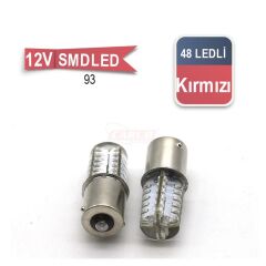 93 AMPUL 12V 48 LED SİLİKON KIRMIZI TAKIM KOD:0403046