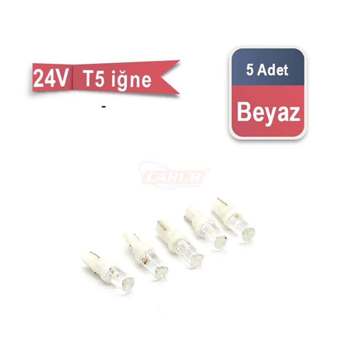 T5 AMPUL BEYAZ İĞNE GÖSTERGE LEDİ 24V 5'Lİ KOD:0405223