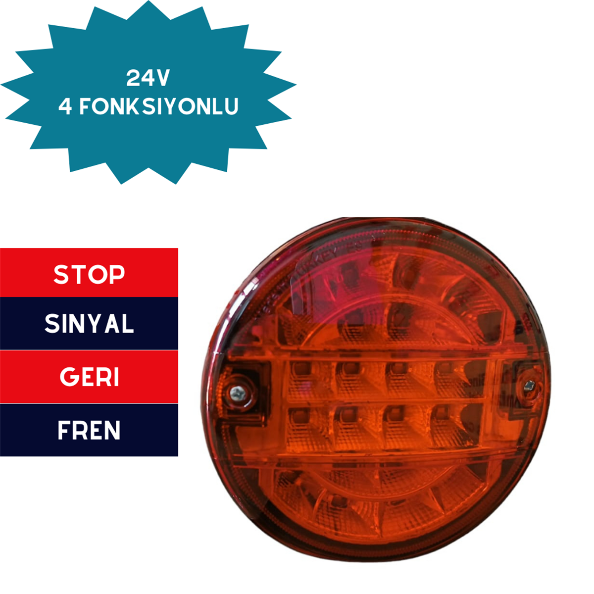 LAMBA HAMBURGER 4 FONKSİYONLU ORTASI SARI 24V KOD:BK-143