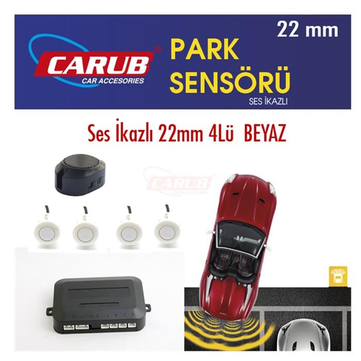 PARK SENSÖRÜ SESLİ 22MM 4LÜ BEYAZ CARUB KOD:0015920