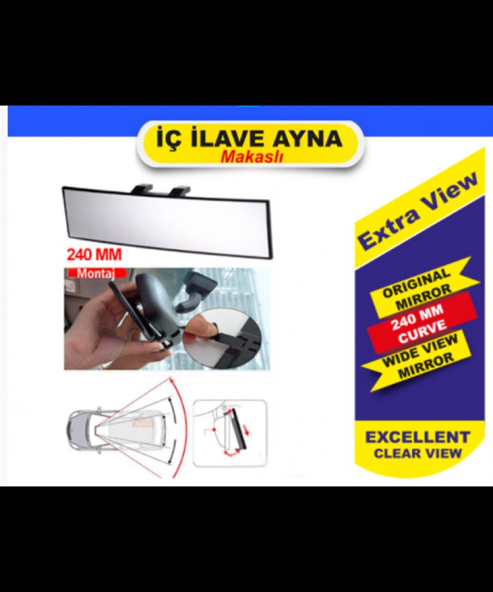 AYNA İÇ İLAVE MAKASLI VAKUMLU 24CM BOMBELİ CAM CARUB KOD:0223203