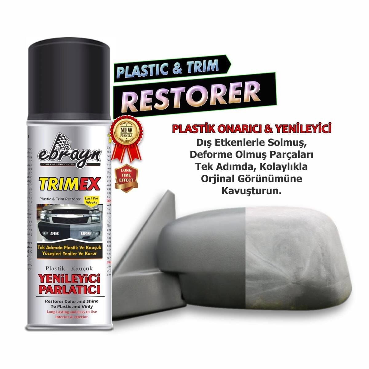 PLASTİK LASTİK KORUYUCU YENİLEYİCİ PARLATICI TRİMEX AEROSOL 200 ML KOD:EBR1322