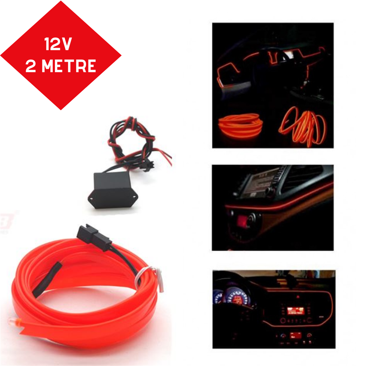 ŞERİT NEON KIRMIZI 12V 2METRE KOD:4327556-LR728R