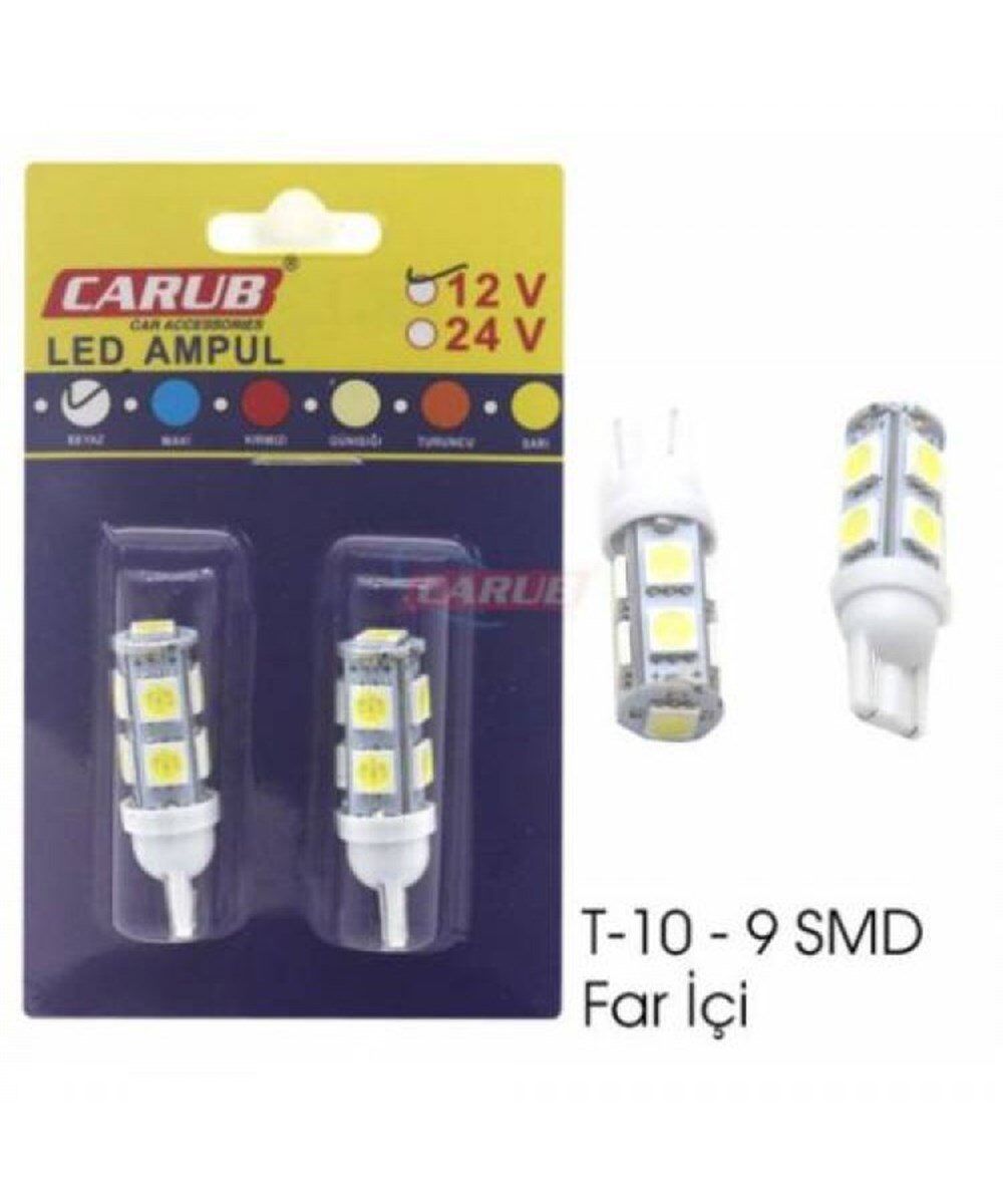 T10 AMPUL 12V 9LED SMD FARİÇİ BEYAZ KOD:0400231