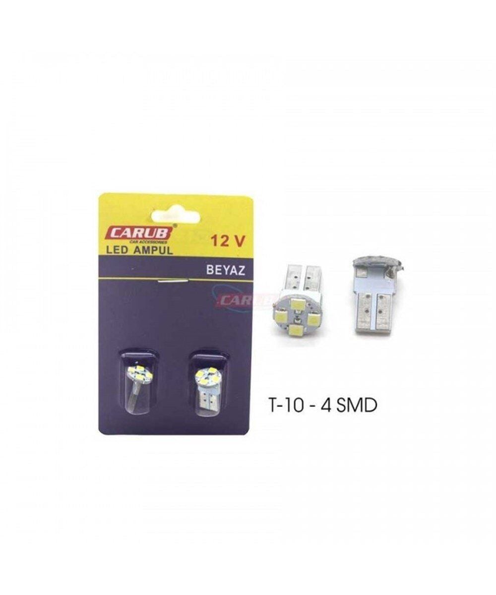 T10 AMPUL 12V 4 LED SMD FAR İÇİ BEYAZ TAKIM KOD:0400205