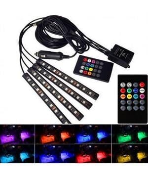 LAMBA ATMOSFER ARAÇ İÇİ KUMANDALI (AYAK ALTI) 12 LED 12V 4'LÜ KOD:4283706