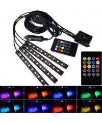 LAMBA ATMOSFER ARAÇ İÇİ KUMANDALI (AYAK ALTI) 12 LED 12V 4'LÜ KOD:4283706