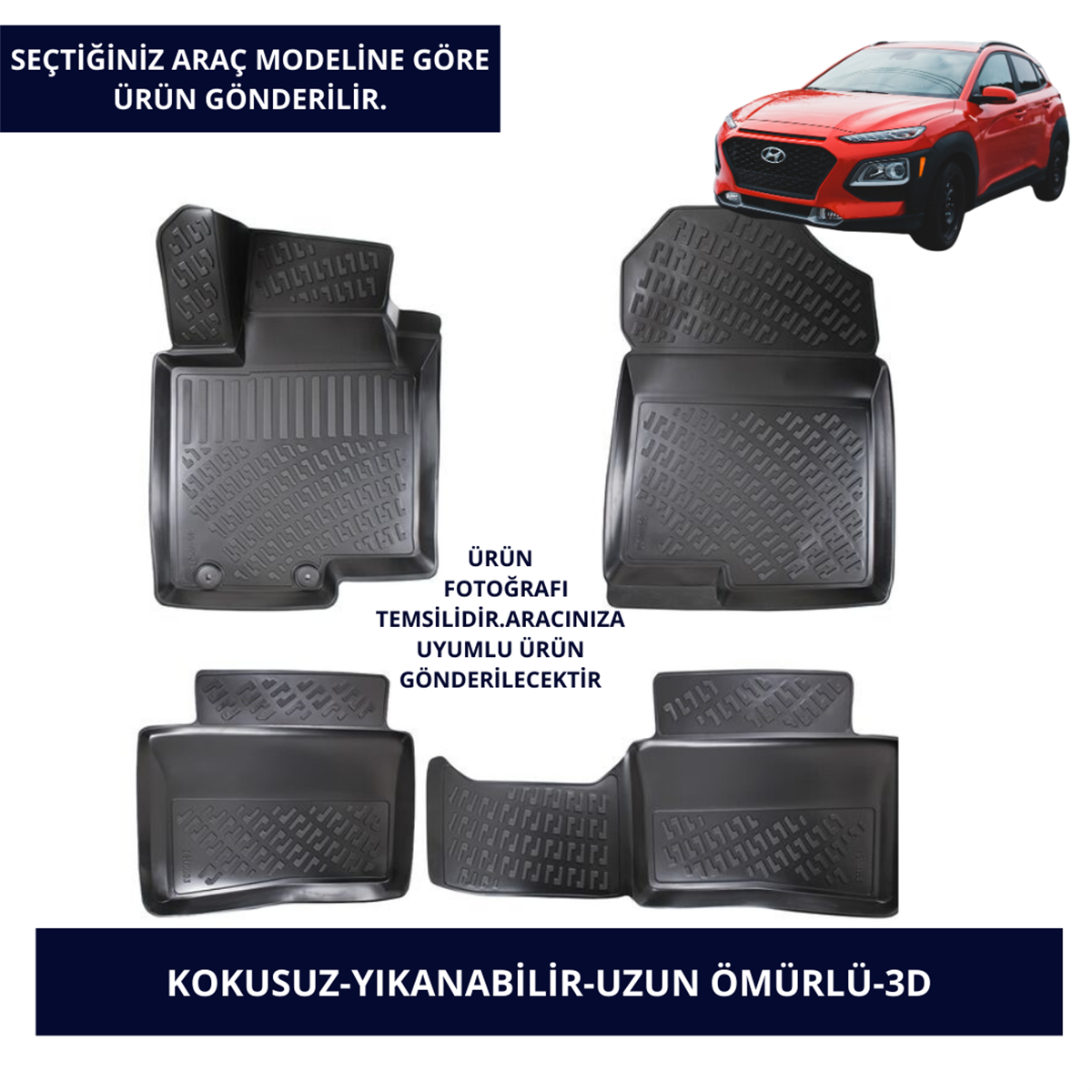 HYUNDAİ ARAÇLAR- SİYAH 3D KAUÇUK PASPAS