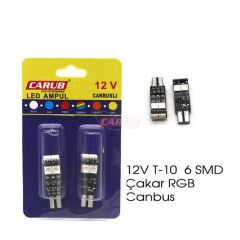 T10 AMPUL 12V 6 LED SMD ÇAKAR RGB CANBUS TAKIM KOD:0400220