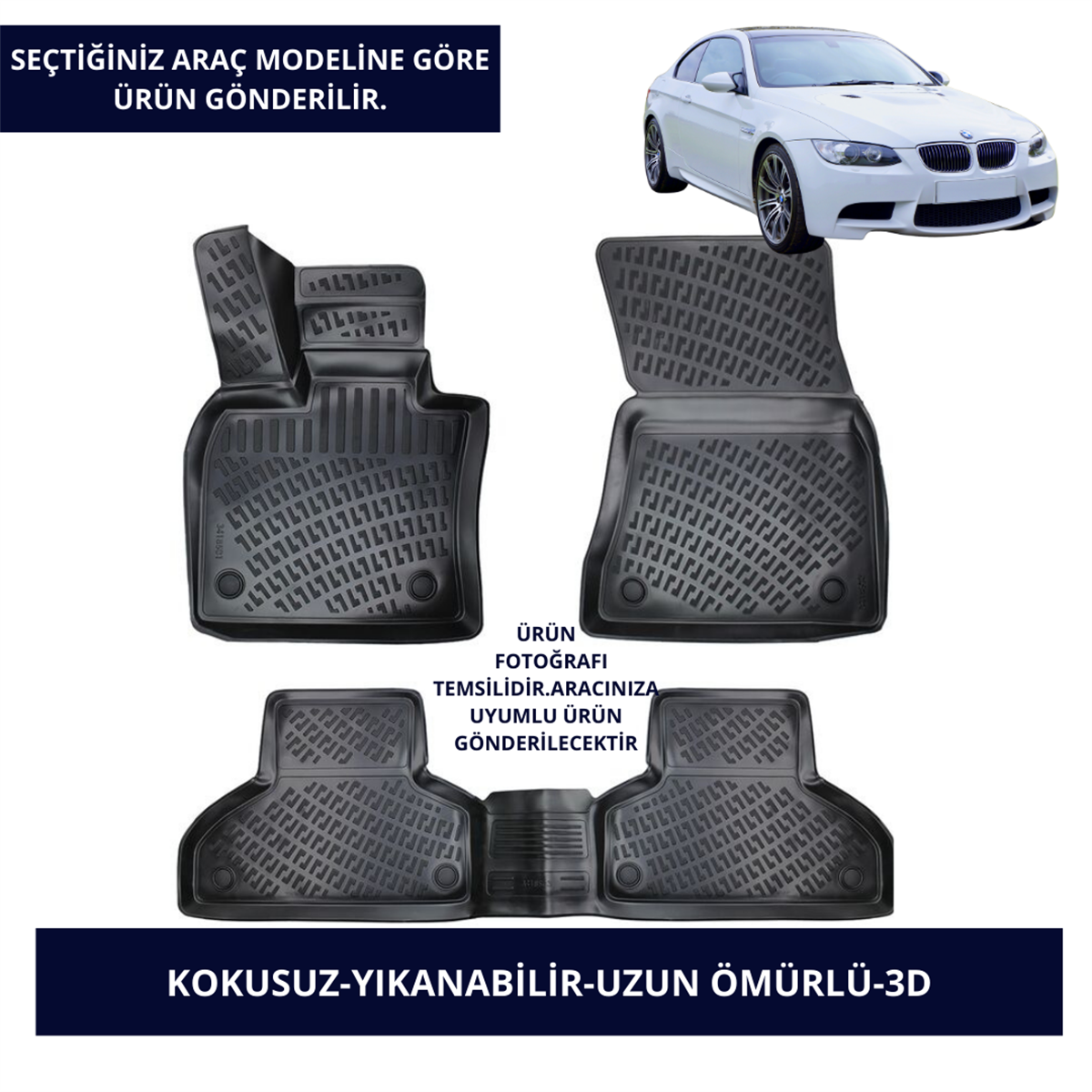 BMW ARAÇLAR- SİYAH 3D KAUÇUK PASPAS