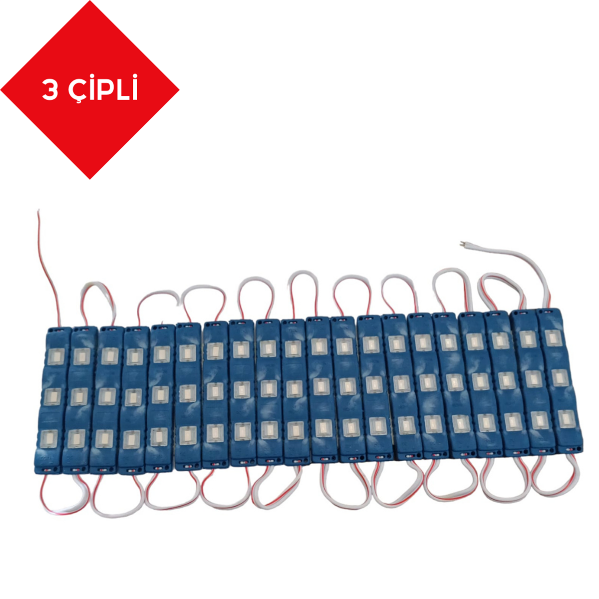 MODÜL LED 3 LEDLİ MAVİ 12V 1,5CMX8CM KOD:MDL3M
