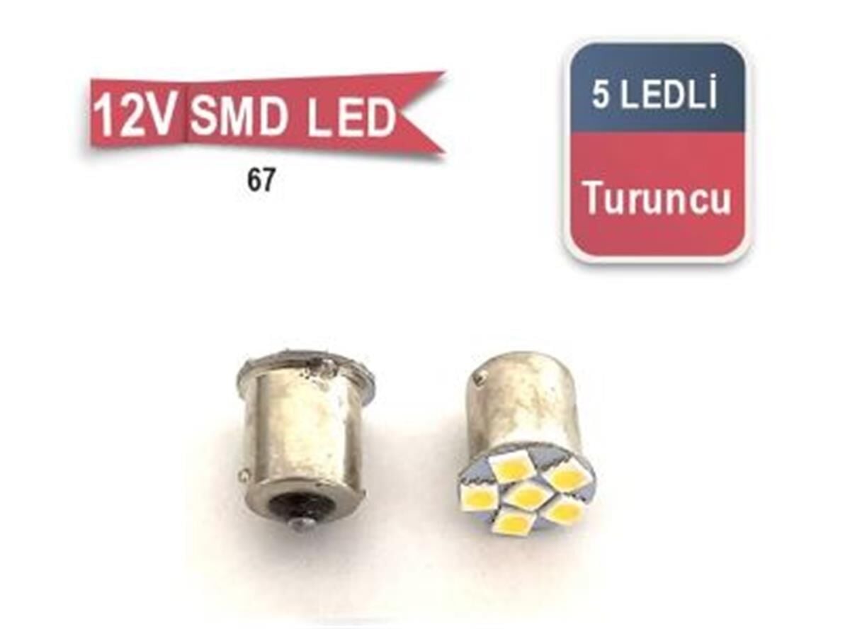 67 AMPUL LED 12V 5 LED TURUNCU KOD:0403016