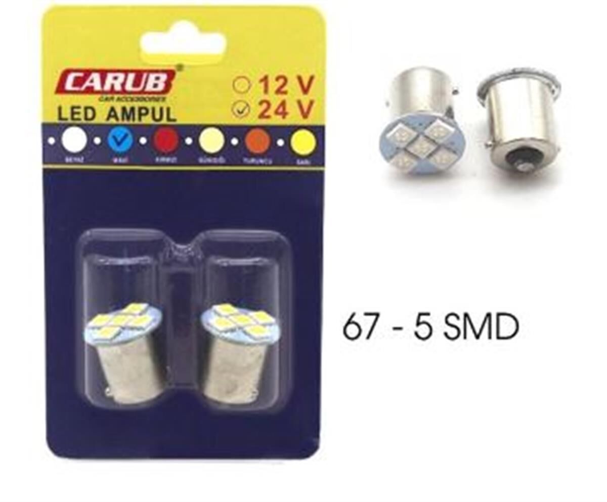 67 AMPUL 5 POWER SMD LED MAVİ 24V TAKIM KOD:0403018