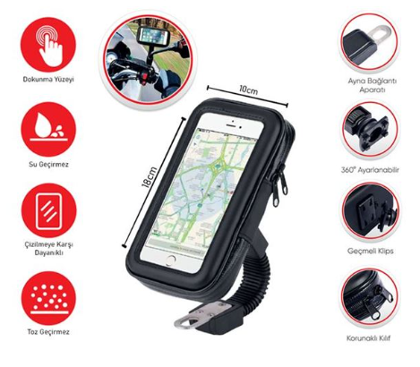 TELEFON TUTUCU MOTORSİKLET DERİ FERMUARLI 18X10CM KOD:5901964