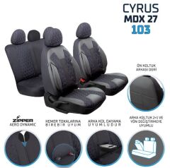 KOLTUK KILIFI CYRUS FERMUARLI SİYAH NAKIŞ MAVİ KOD:MDX27-103