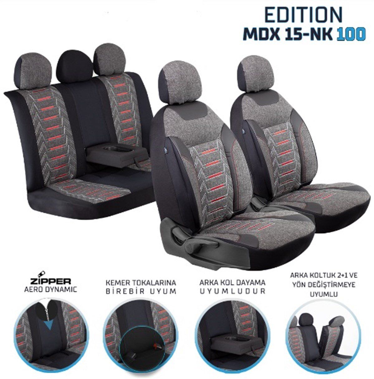 KOLTUK KILIFI EDİTİON NAKIŞ KETEN FERMUARLI SİYAH KOD:MDX15-NK100-400