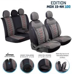 KOLTUK KILIFI EDİTİON NAKIŞ KETEN FERMUARLI SİYAH KOD:MDX15-NK100-400