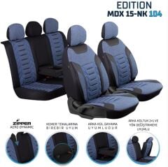KOLTUK KILIFI EDİTİON NAKIŞ KETEN FERMUARLI MAVİ KOD:MDX15-NK104-404
