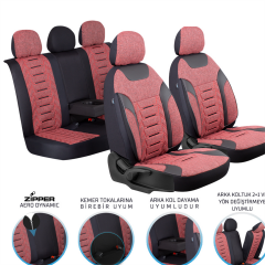 KOLTUK KILIFI EDİTİON NAKIŞ KETEN FERMUARLI KIRMIZI KOD:MDX15-NK-403