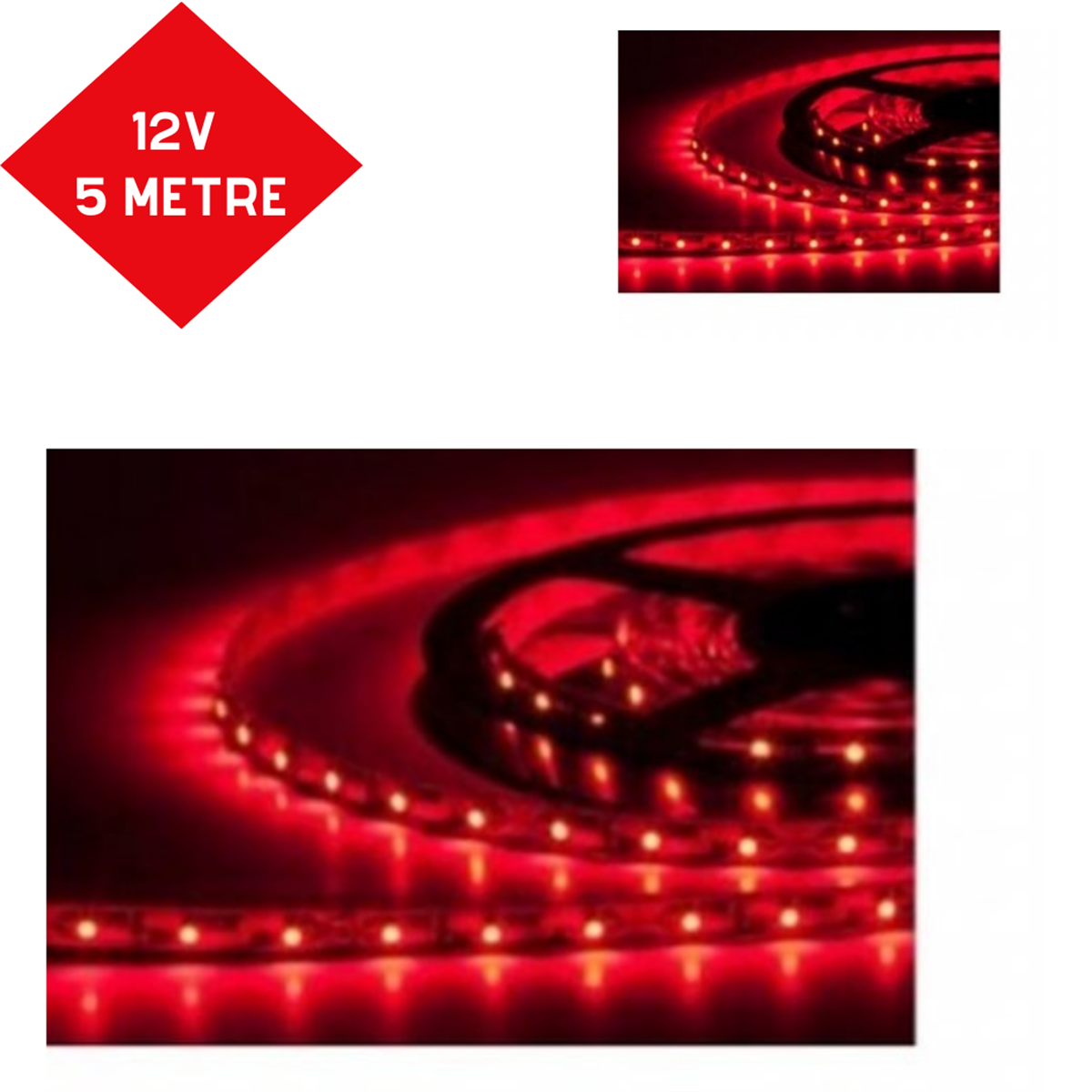 LED ŞERİT DIŞ MEKAN SİLİKONLU 5MT KIRMIZI 12V KOD:LEDK