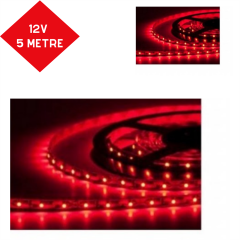 LED ŞERİT DIŞ MEKAN SİLİKONLU 5MT KIRMIZI 12V KOD:LEDK
