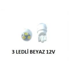 AMPUL T10 3LED BEYAZ 12V MERCEKLİ KOD:VRT10