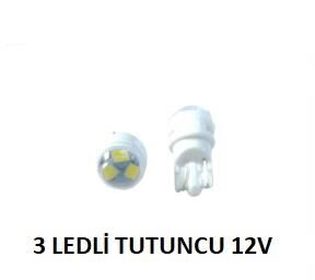 AMPUL T10 3LED TURUNCU 12V MERCEKLİ KOD:VRT1001