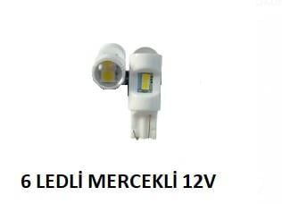AMPUL T10 6 LED BEYAZ 12V MERCEKLİ KOD: VRTT106