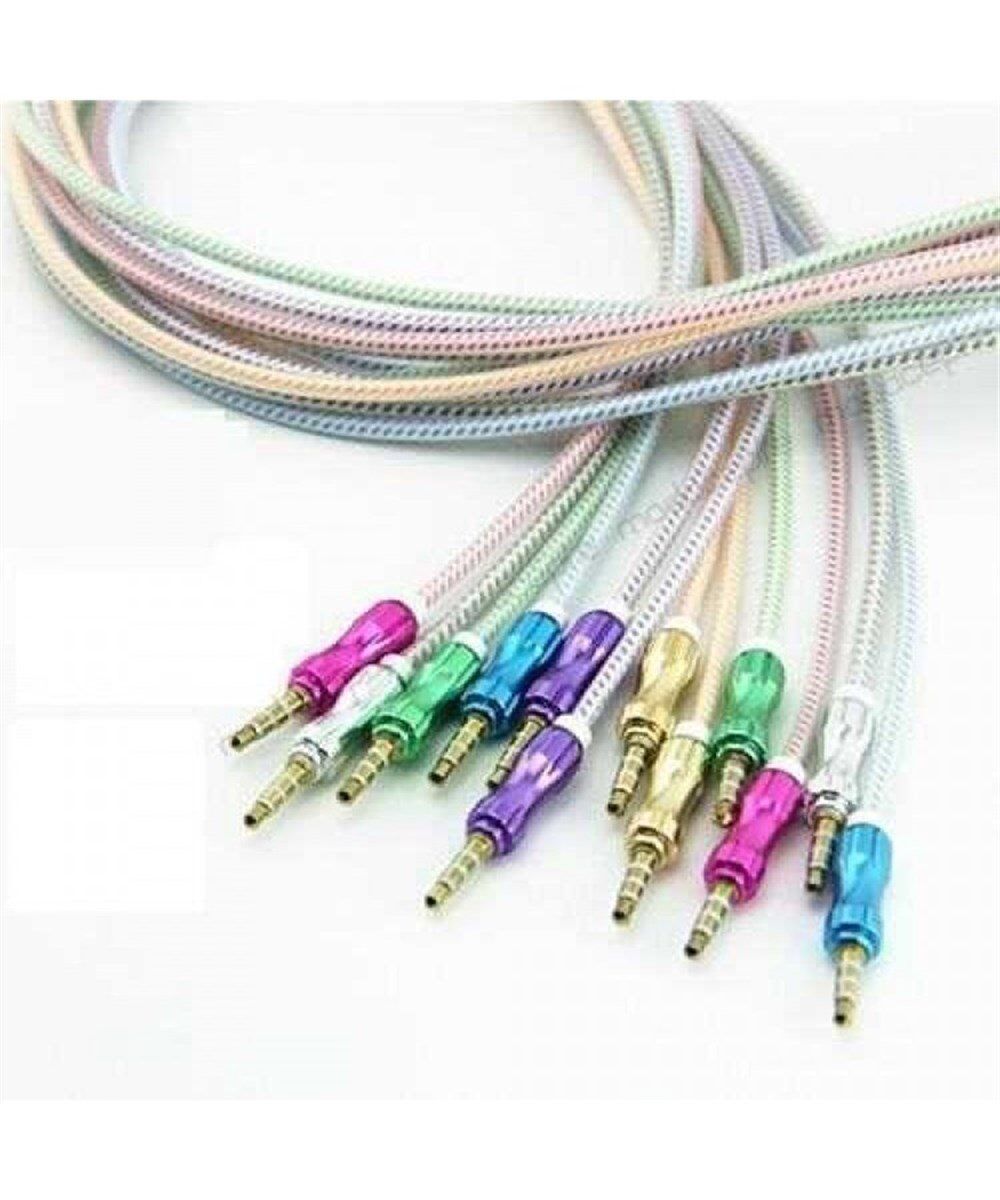 AUX KABLOSU 1METRE RENK: MAVİ-PEMBE-GRİ-GOLD KOD:5901895