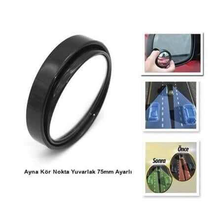 AYNA KÖR NOKTA YUVARLAK 75Mm AYARLI SİYAH ADET KOD:0221233