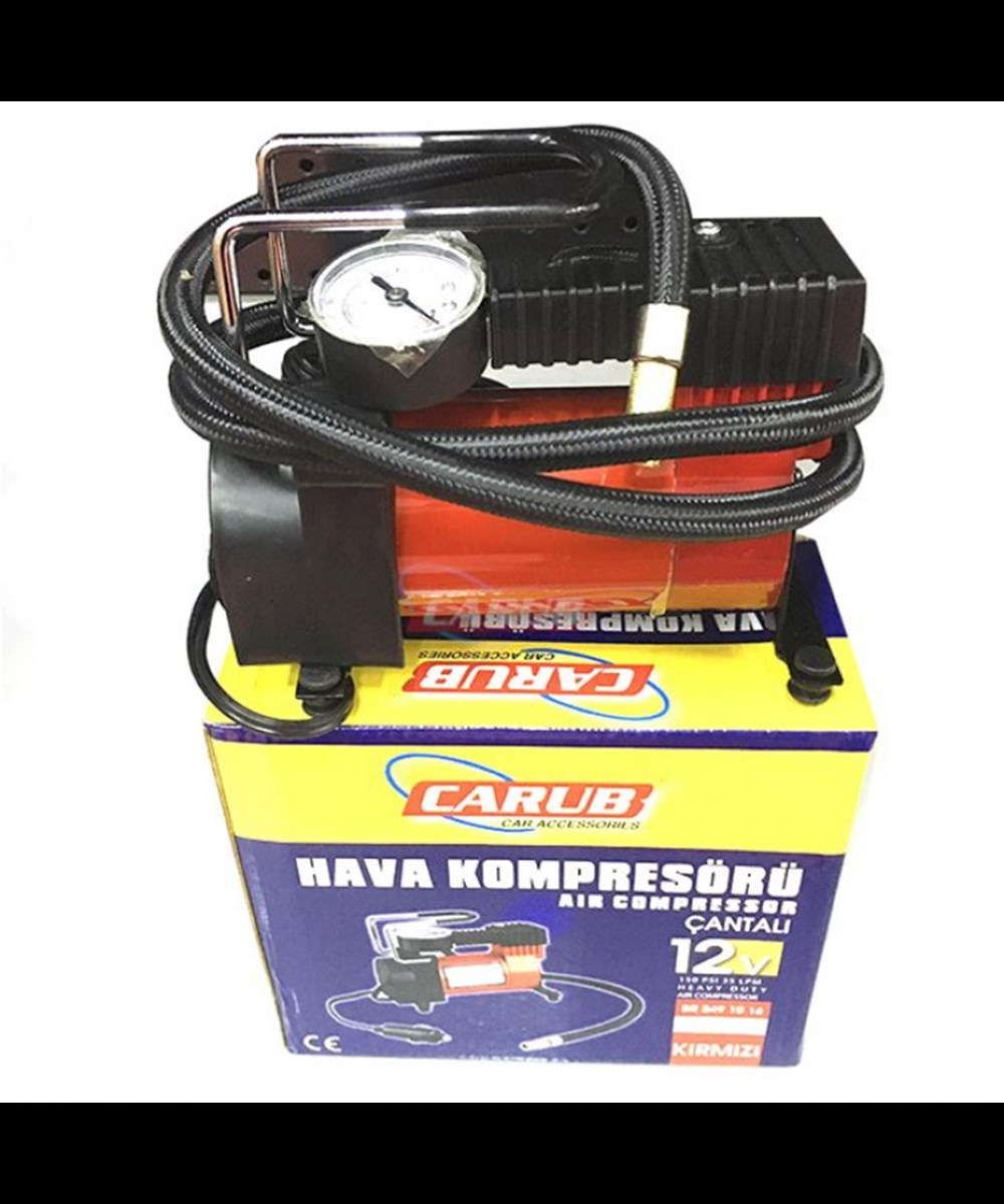 HAVA KOMPRESÖRÜ 12V METAL GÖVDE IŞIKSIZ KIRMIZI KOD:2491016