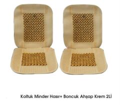 KOLTUK MİNDERİ HASIR+BONCUK AHŞAP KREM 2Lİ KOD:4803802
