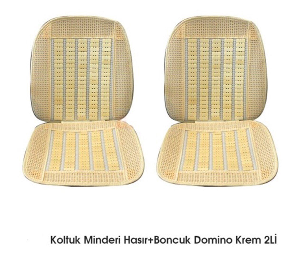 KOLTUK MİNDERİ HASIR+BONCUK DOMİNO KREM 2Lİ KOD:4801901