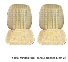 KOLTUK MİNDERİ HASIR+BONCUK DOMİNO KREM 2Lİ KOD:4801901