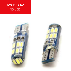T10 AMPUL 12V 15 LED SMD CANBUS Fİ̇BER BEYAZ TAKIM KOD:0405543
