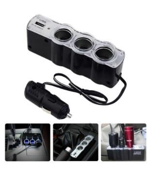 ÇAKMAK ÇOĞALTICI 12V 3LÜ+USB GİRİŞİ  KOD:AC-1233