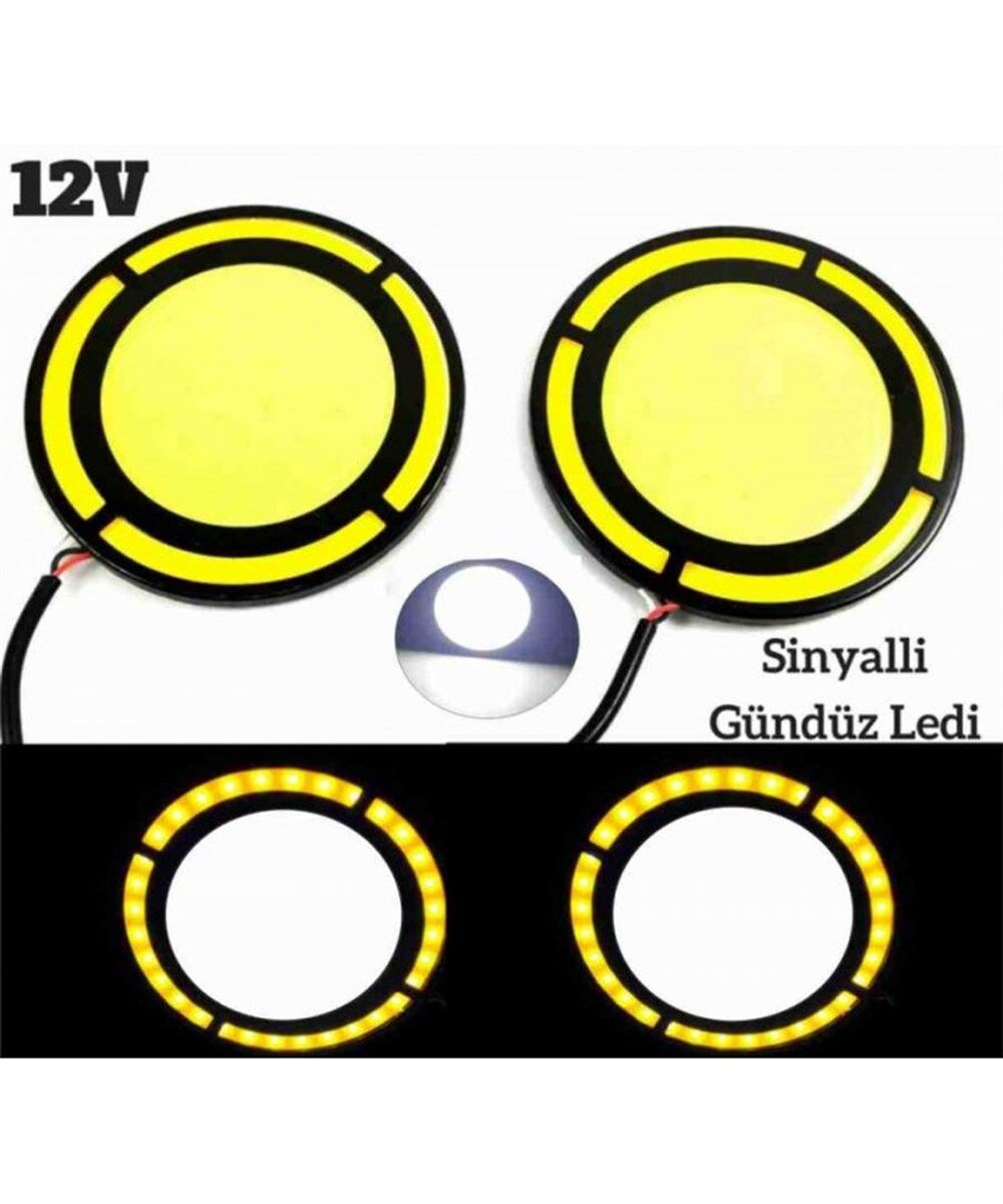 GÜNDÜZ LEDİ YUVARLAK SİNYALLİ COB LED TEKNOLOJİSİ 7CM 12V KOD:3056345