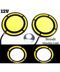 GÜNDÜZ LEDİ YUVARLAK SİNYALLİ COB LED TEKNOLOJİSİ 7CM 12V KOD:3056345